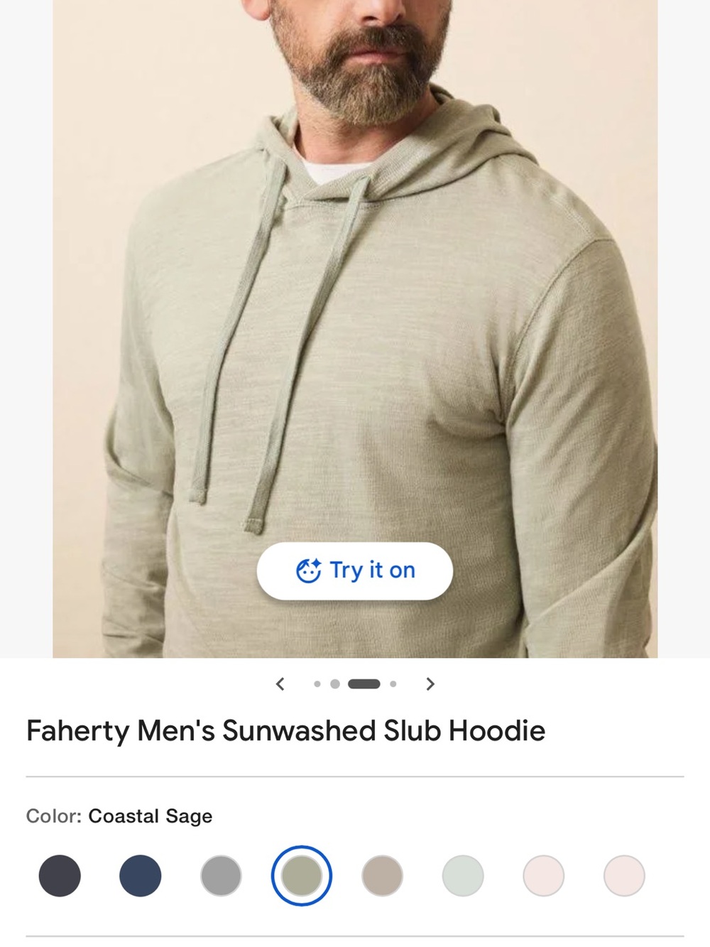Faherty Coastal Sage Sunwashed Slub Hoodie - Light Sage